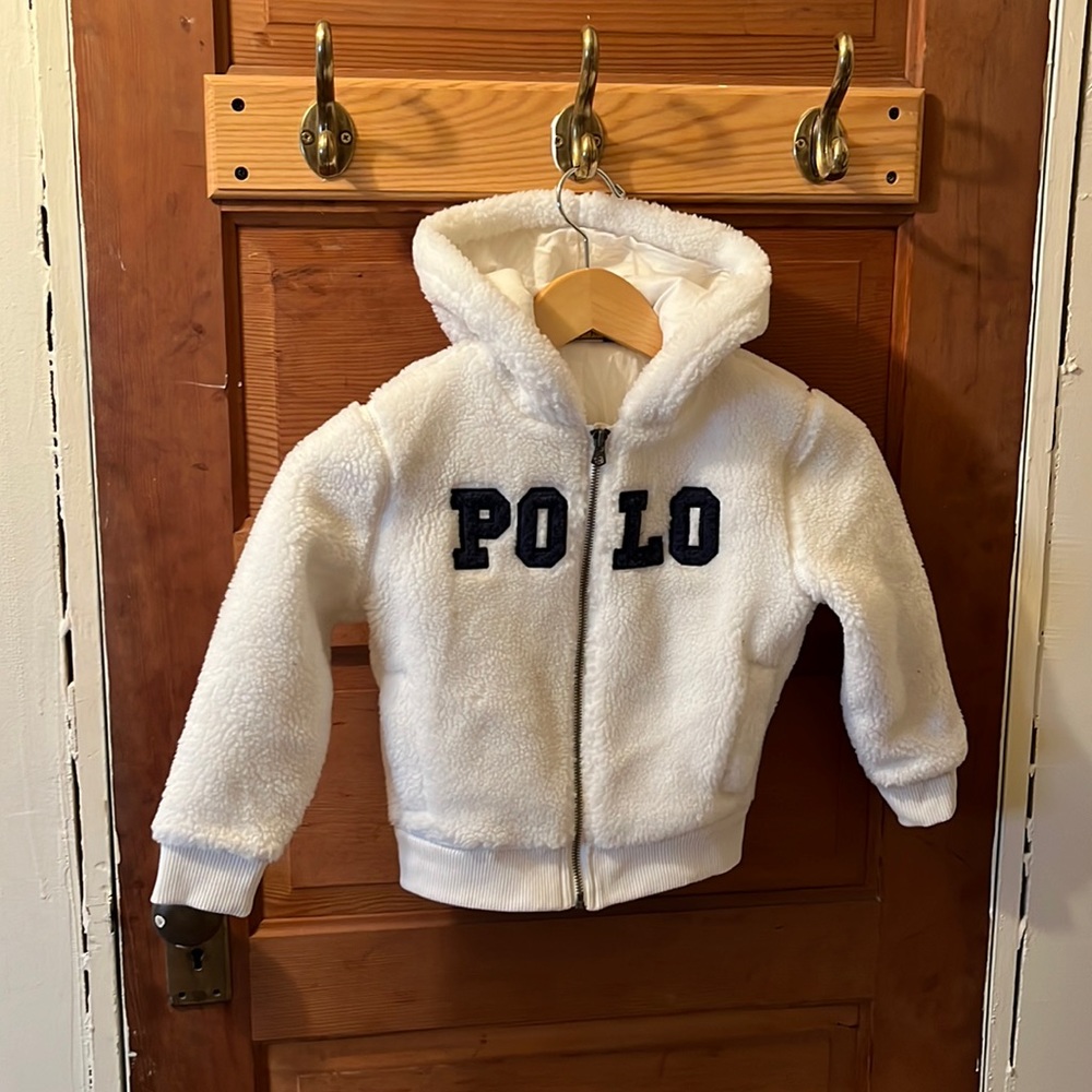 NWOT Ralph Lauren kids shearling hooded zip up jacket